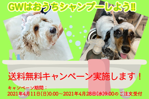 GWはおうちシャンプーしよう!!　送料無料キャンペーン実施します！
